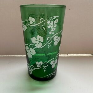 Vintage drinking green glass grape vines